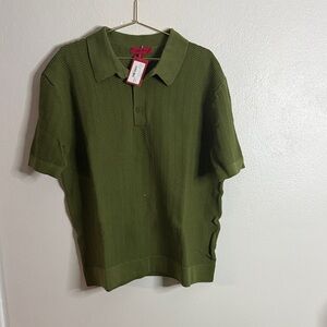 Men’s L Zanetti Short Sleeve Wave Texture Polo NWT